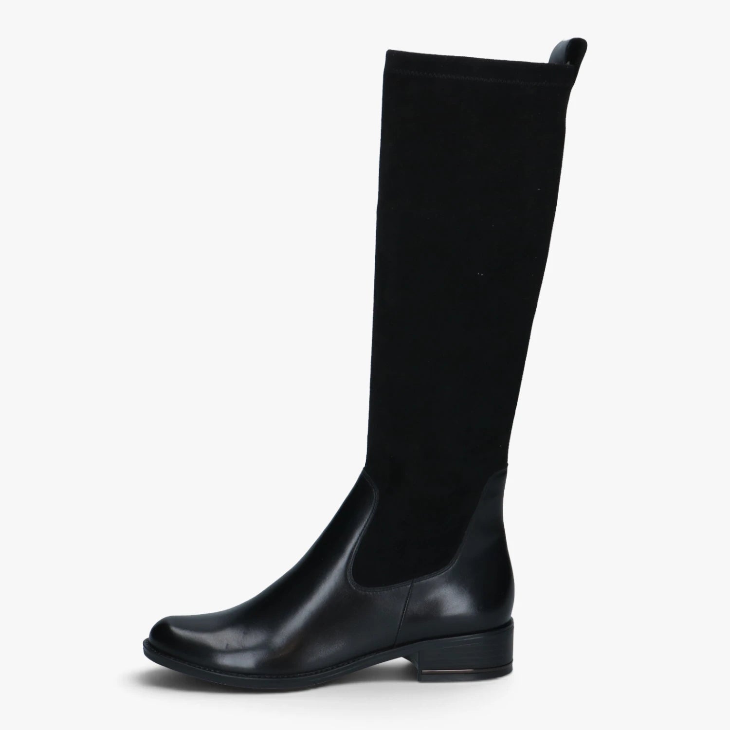 Caprice Black Leather & Stretch Knee-High Boots