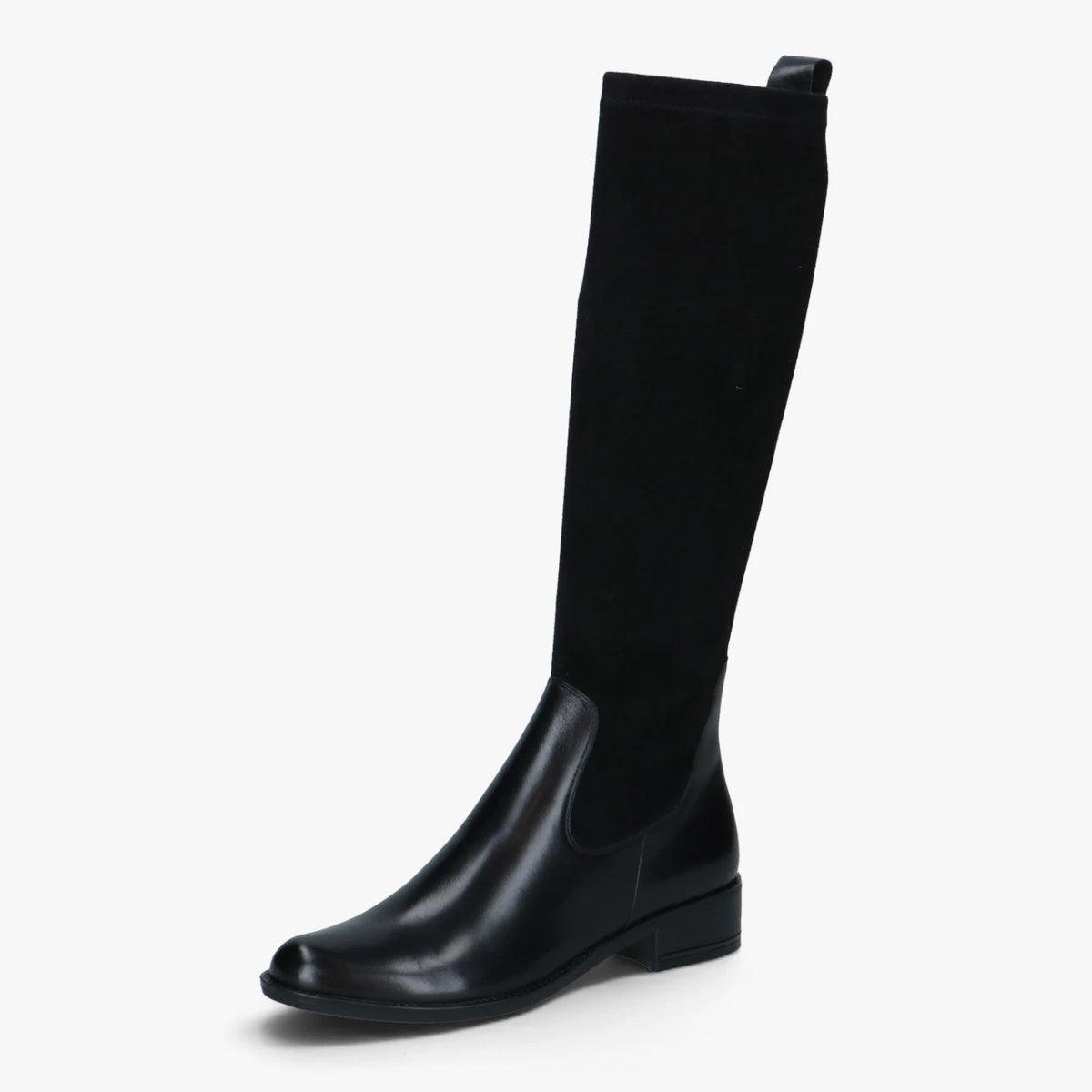 Caprice Black Leather & Stretch Knee-High Boots