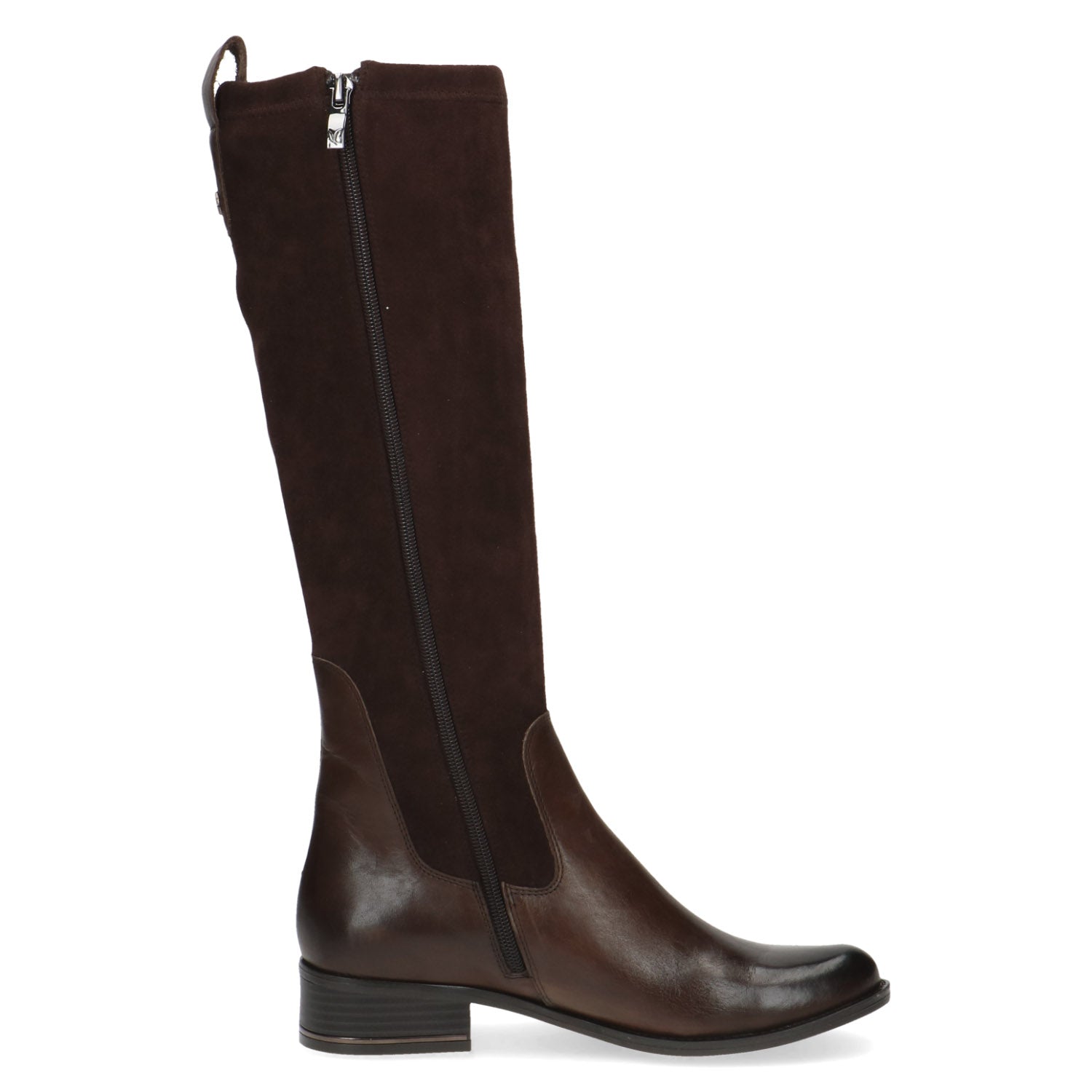Inside view of the dark brown knee high boot.