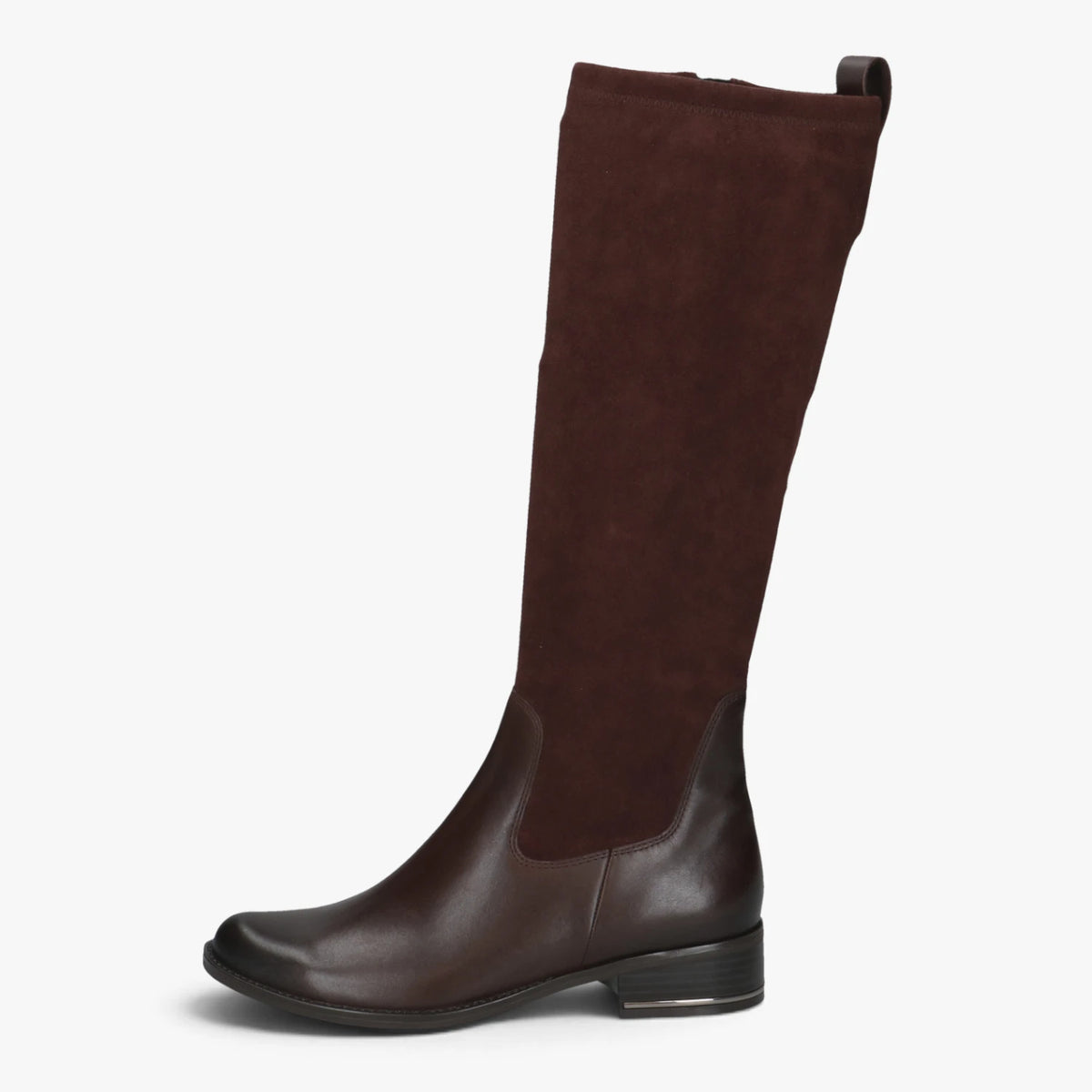 Caprice Dark Brown Leather & Stretch Knee-High Boots