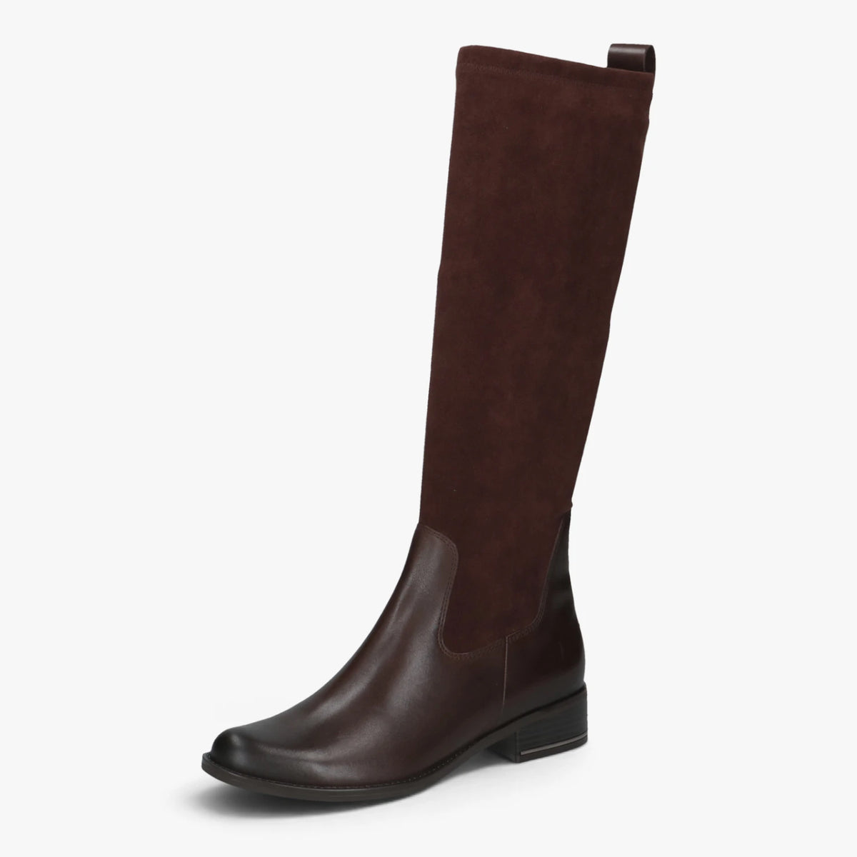 Caprice Dark Brown Leather & Stretch Knee-High Boots