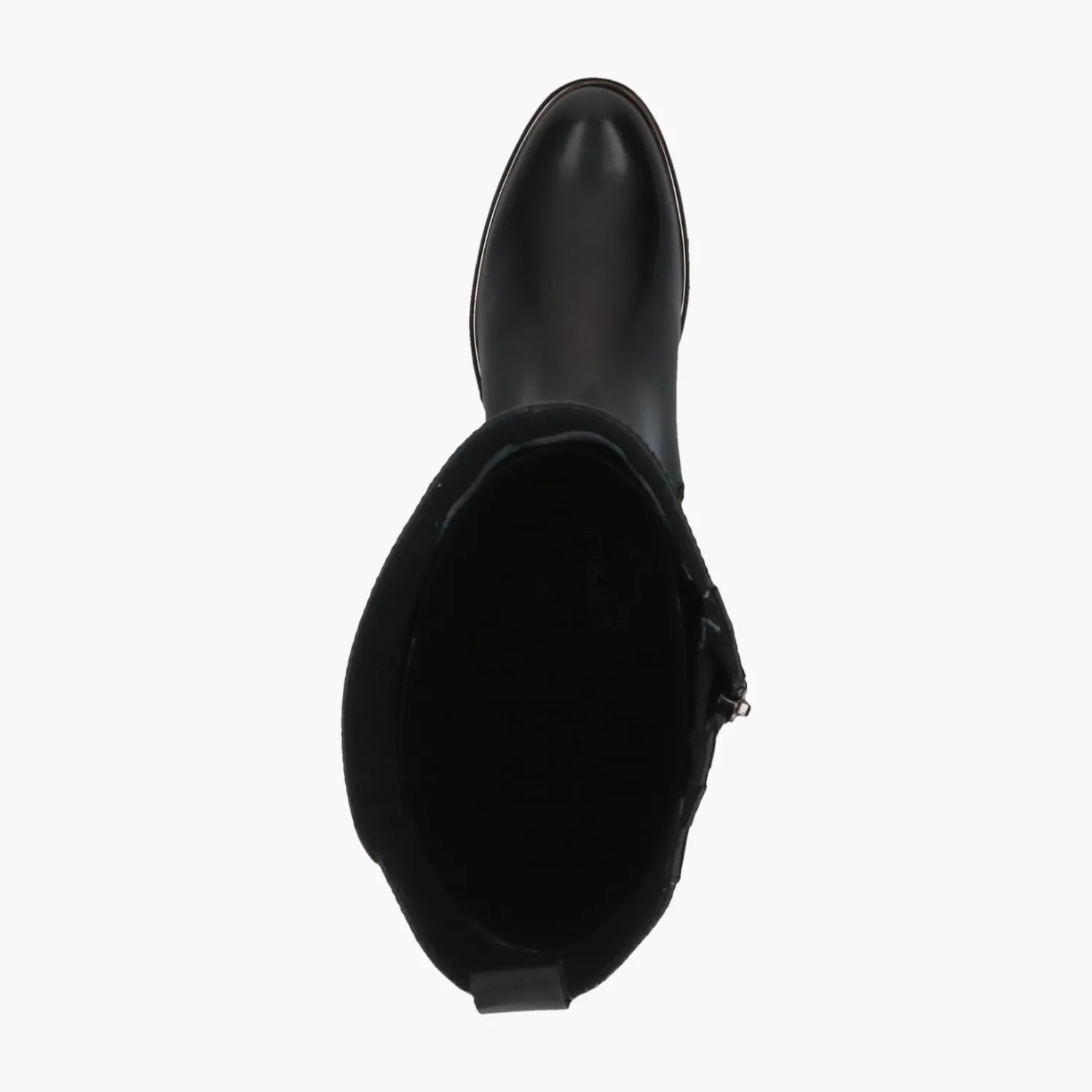 Caprice Black Leather Stretch Boot with Zip & Low Heel - Leavys Shoes