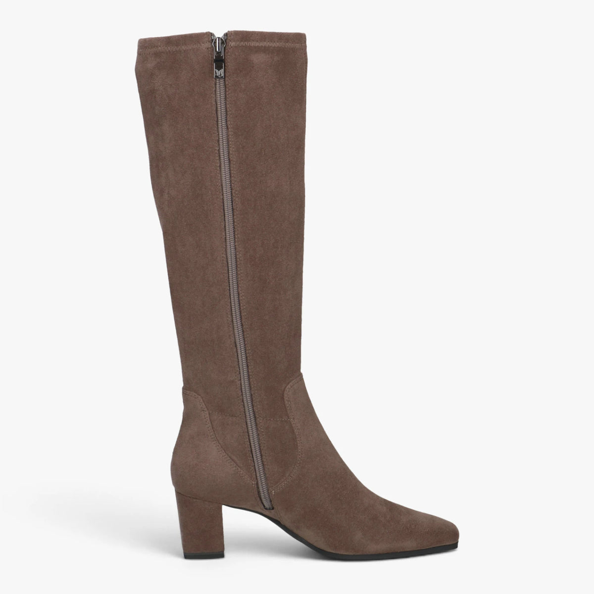 Caprice Cafe Brown Stretch Fit Block Heel Long Boots