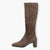 Caprice Grey Knee-High Boots with Stretch Fit & Low Block Heel