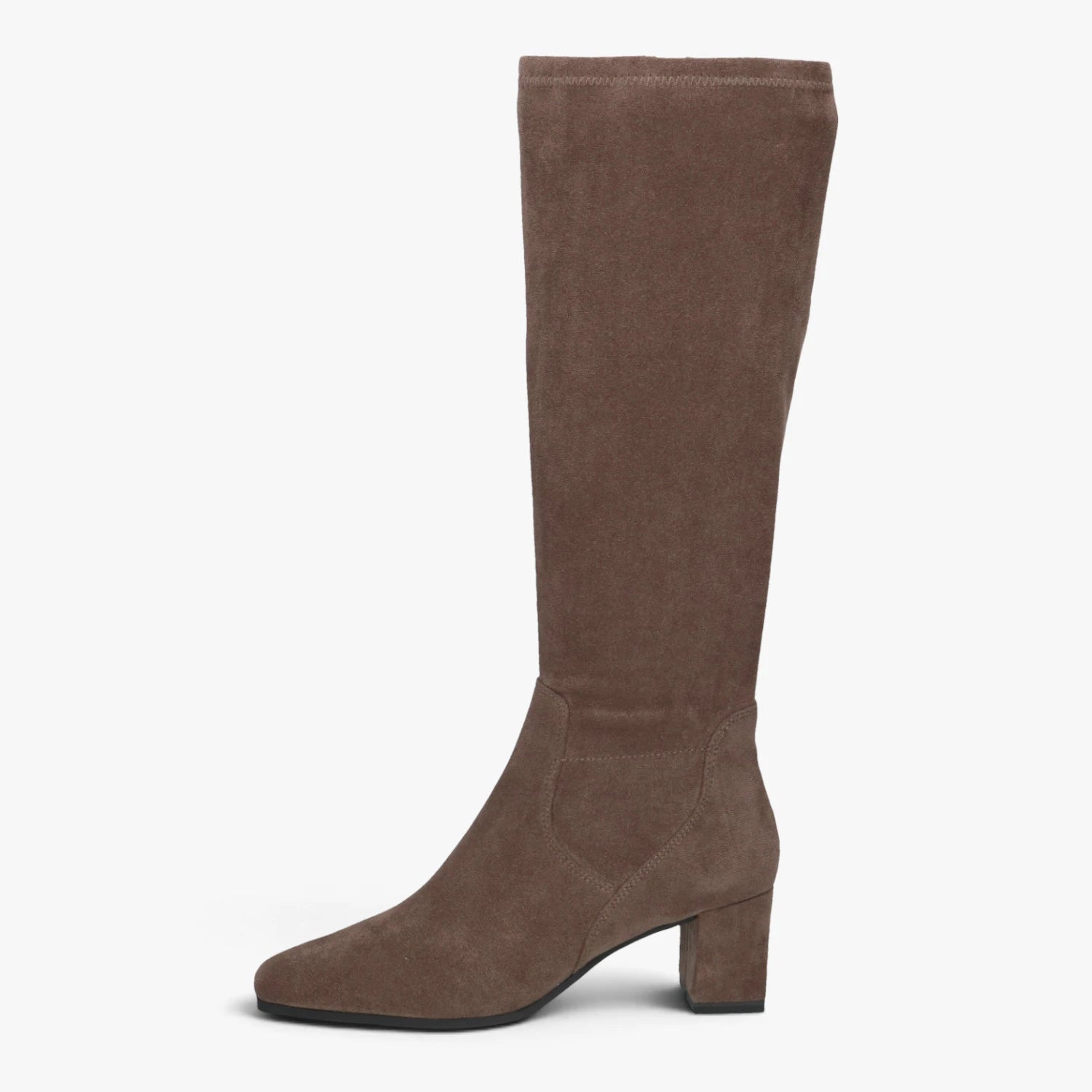 Caprice Cafe Brown Stretch Fit Block Heel Long Boots