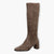 Caprice Grey Knee-High Boots with Stretch Fit & Low Block Heel