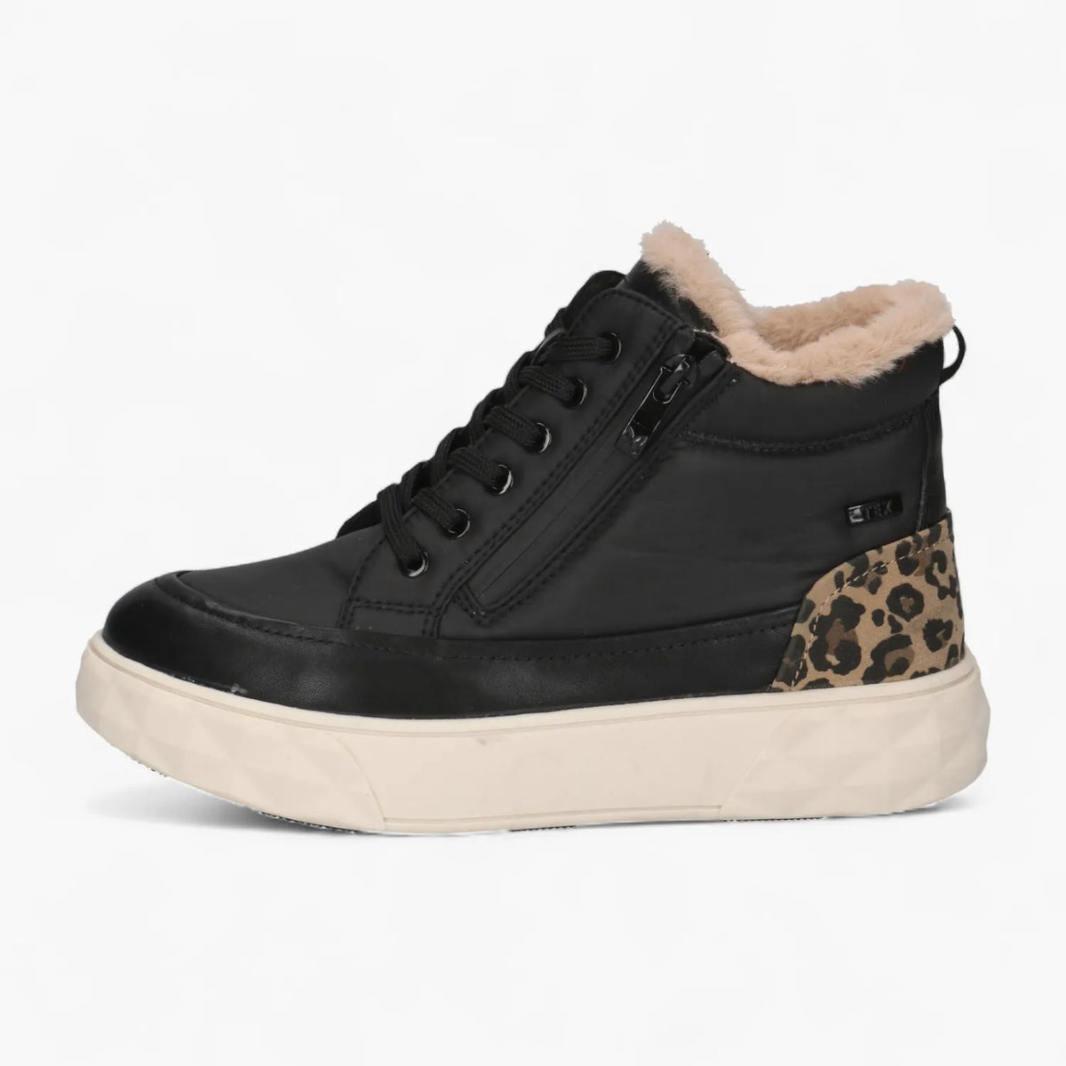 Caprice Black Leopard Warm Lined Boot with Tex &amp; Zip - Leavys Shoes
