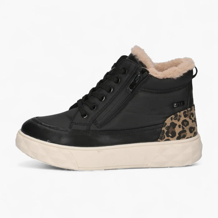 Caprice Black Leopard Warm Lined Boot with Tex & Zip - Leavys Shoes