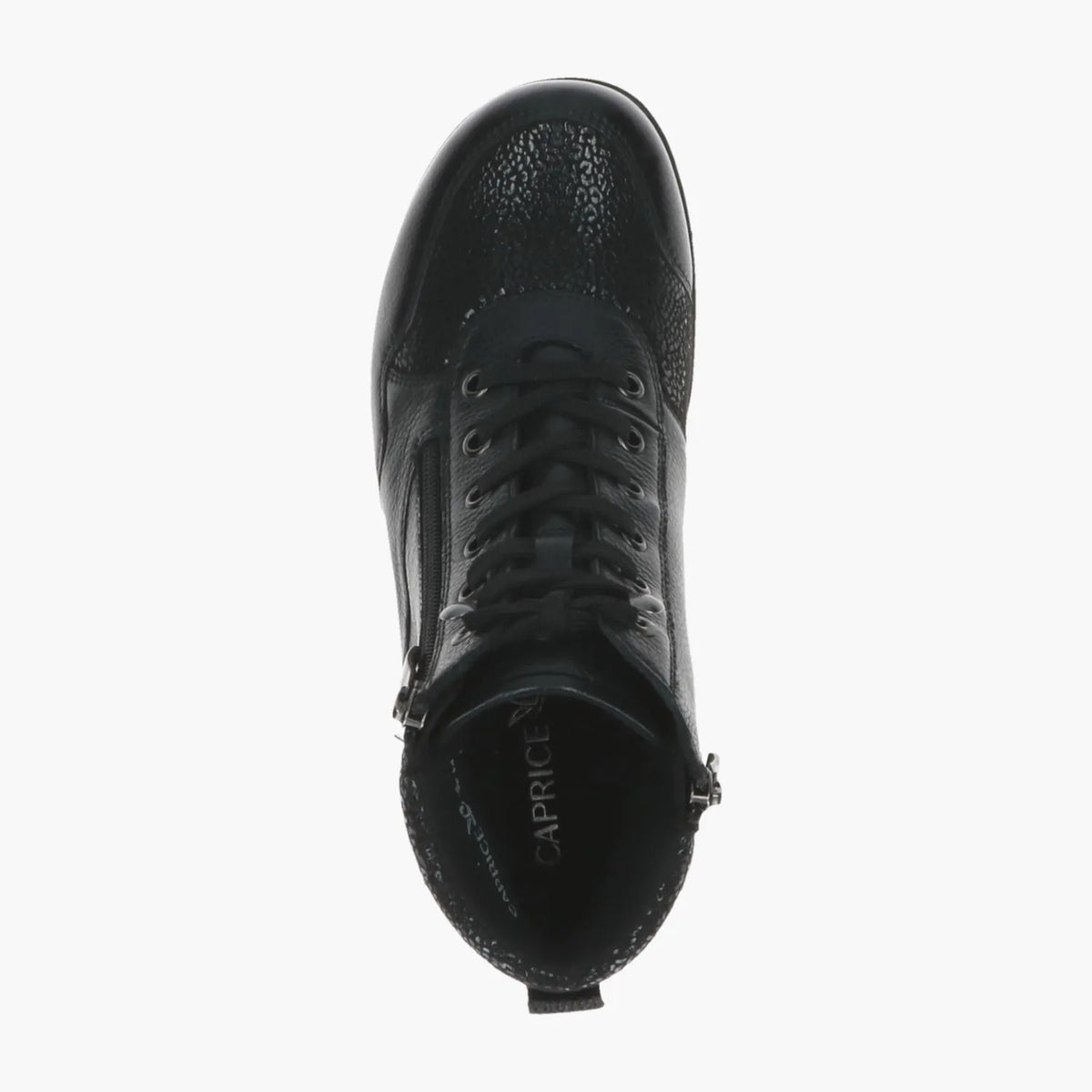 Caprice Black Leather Ankle Boot with StretchOut Fit - Leavys Shoes