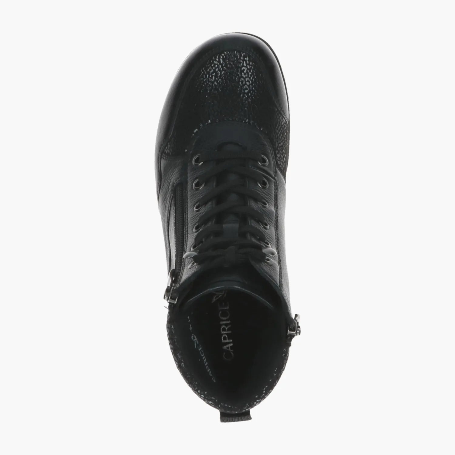 Caprice Black Leather Ankle Boot with StretchOut Fit - Leavys Shoes