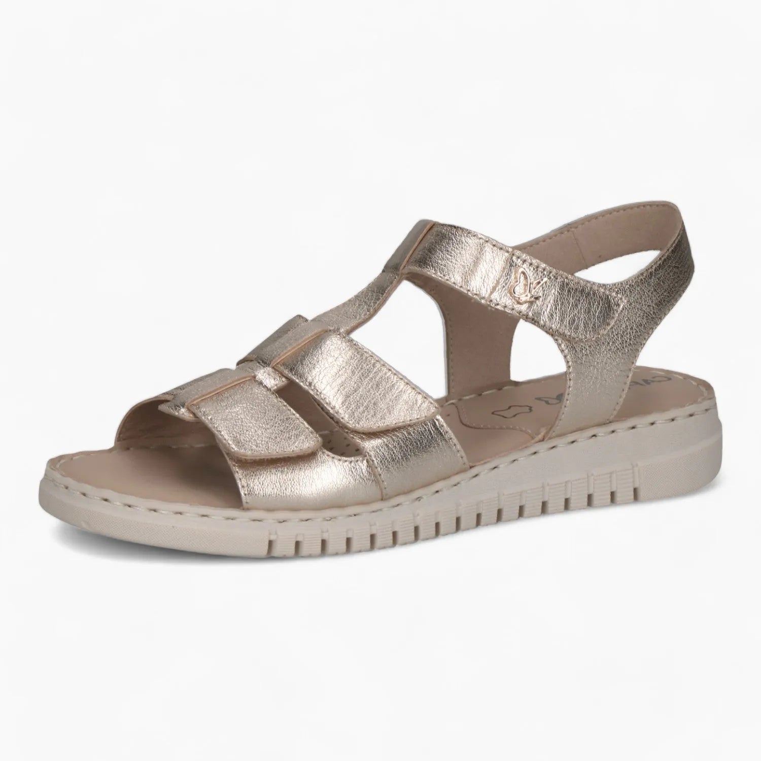 Caprice Gold Reflective Sandal – Adjustable & Comfortable - Leavys Shoes