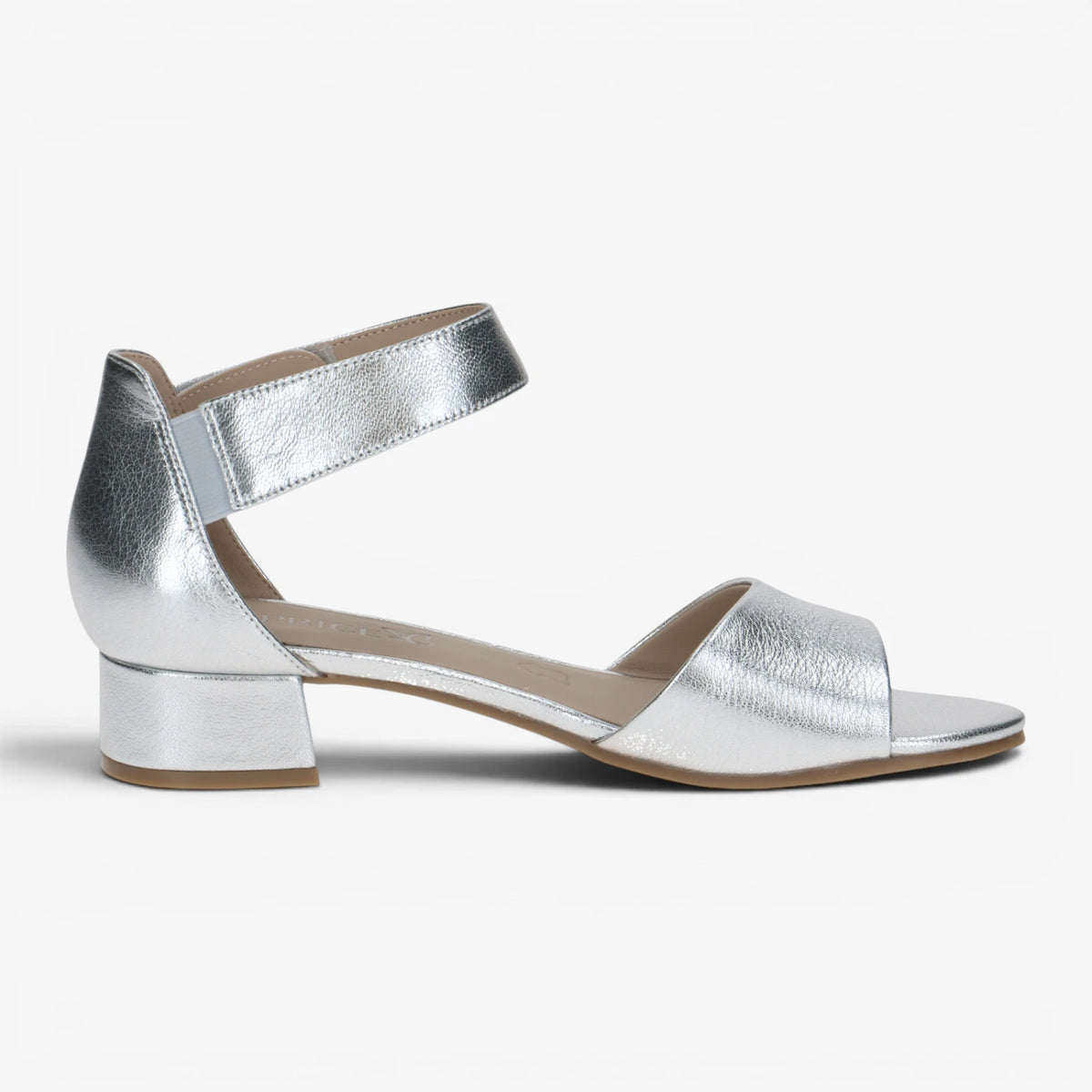 Caprice Silver Metallic Sandals with Block Heel – 9-28212-42 920