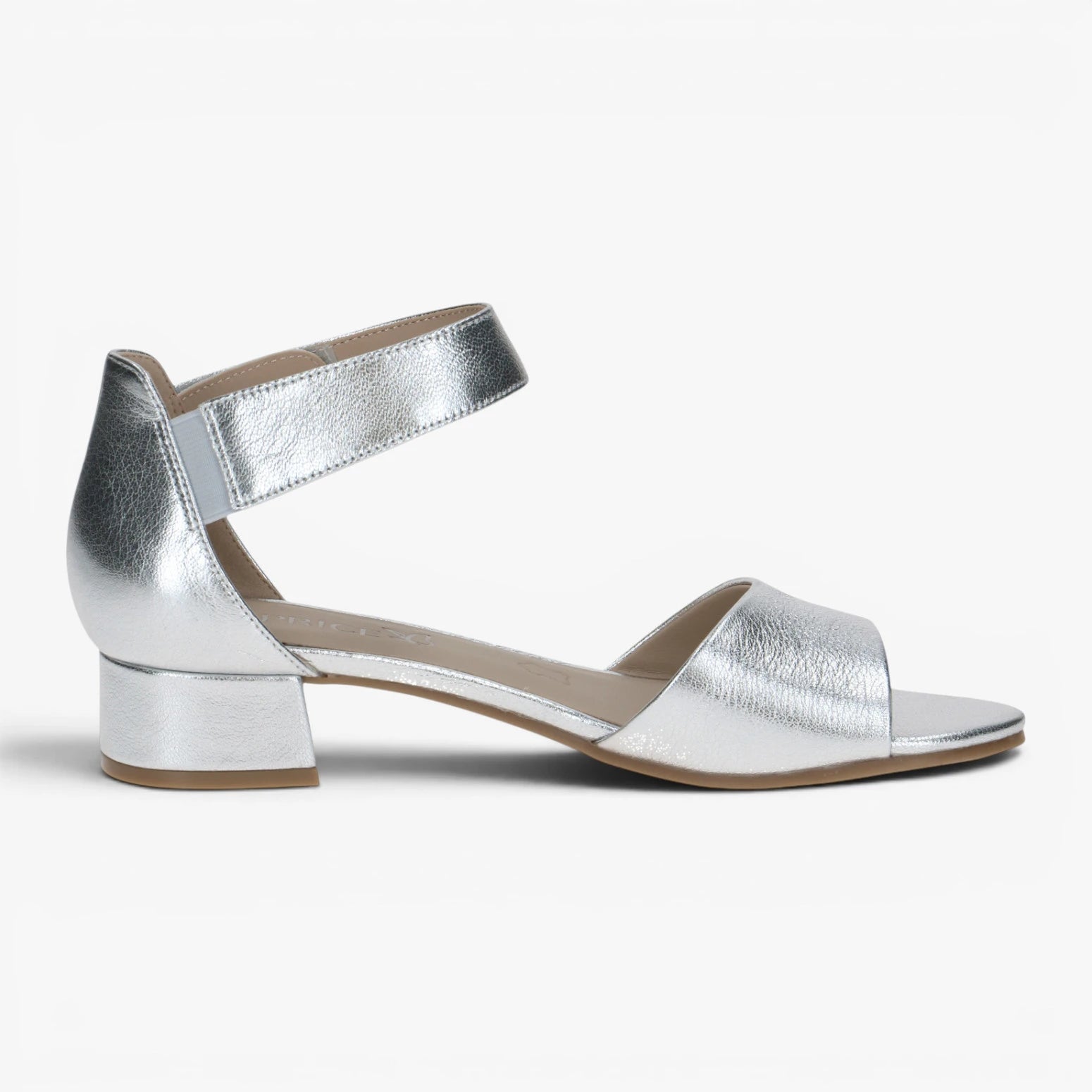 Caprice Silver Metallic Sandals with Block Heel – 9-28212-42 920