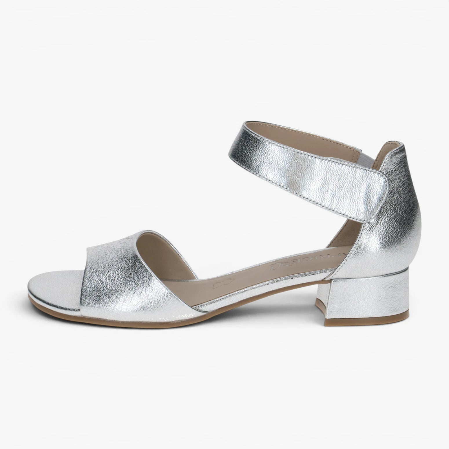 Caprice Silver Metallic Sandals with Block Heel – 9-28212-42 920