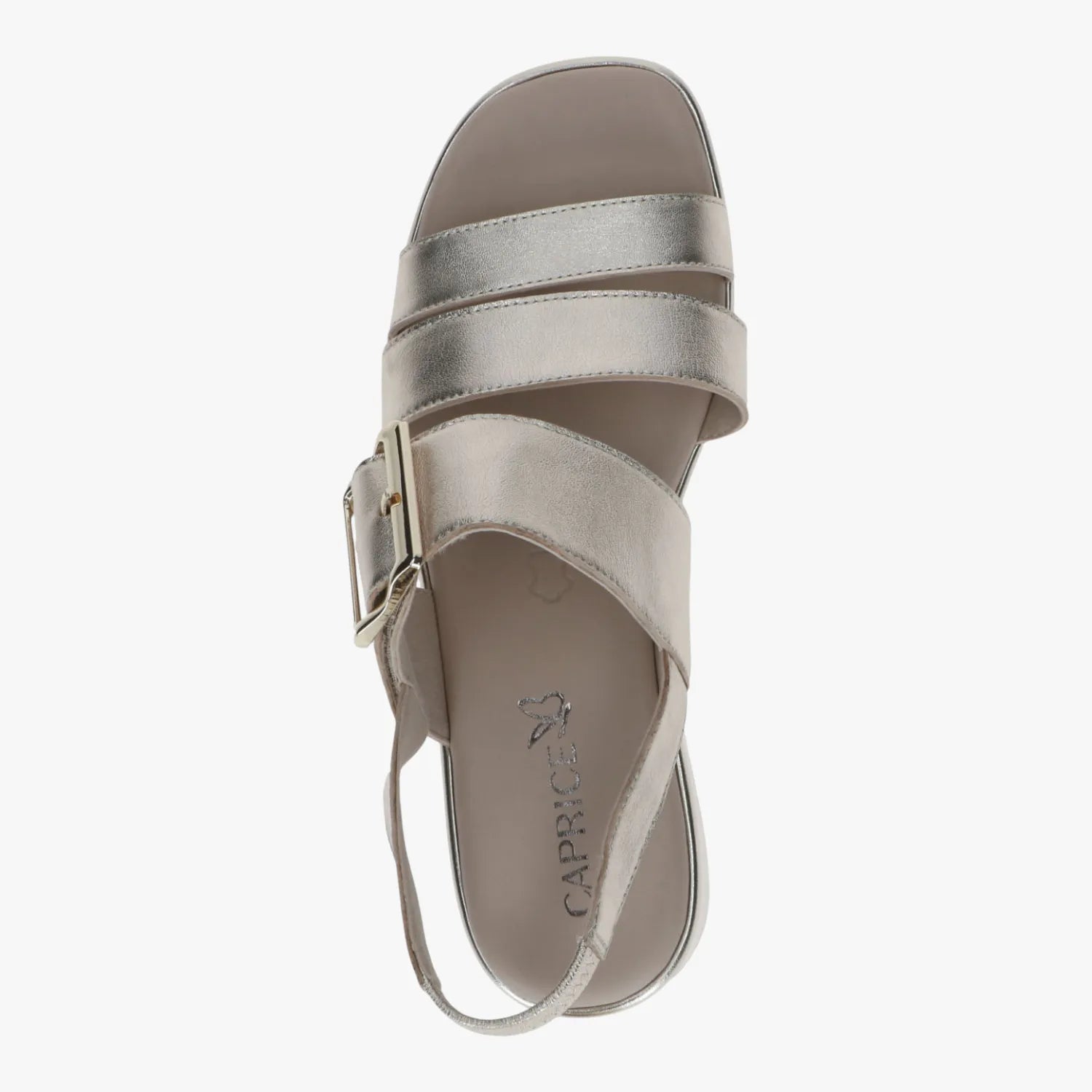 Caprice Light Gold Metallic Wedge Sandals with Velcro – 9-28300-46 978