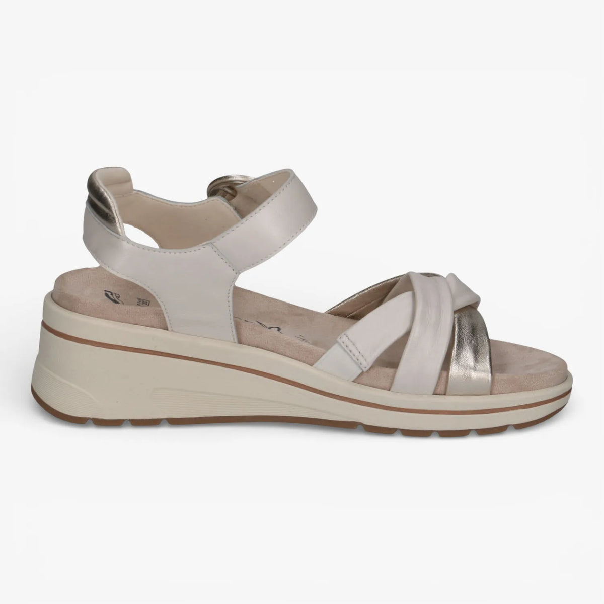 Caprice Off-White Wedge Sandals with Removable Footbed – 9-28304-46 156