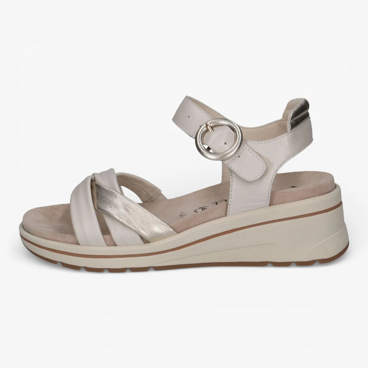 Caprice Off-White Wedge Sandals with Removable Footbed – 9-28304-46 156