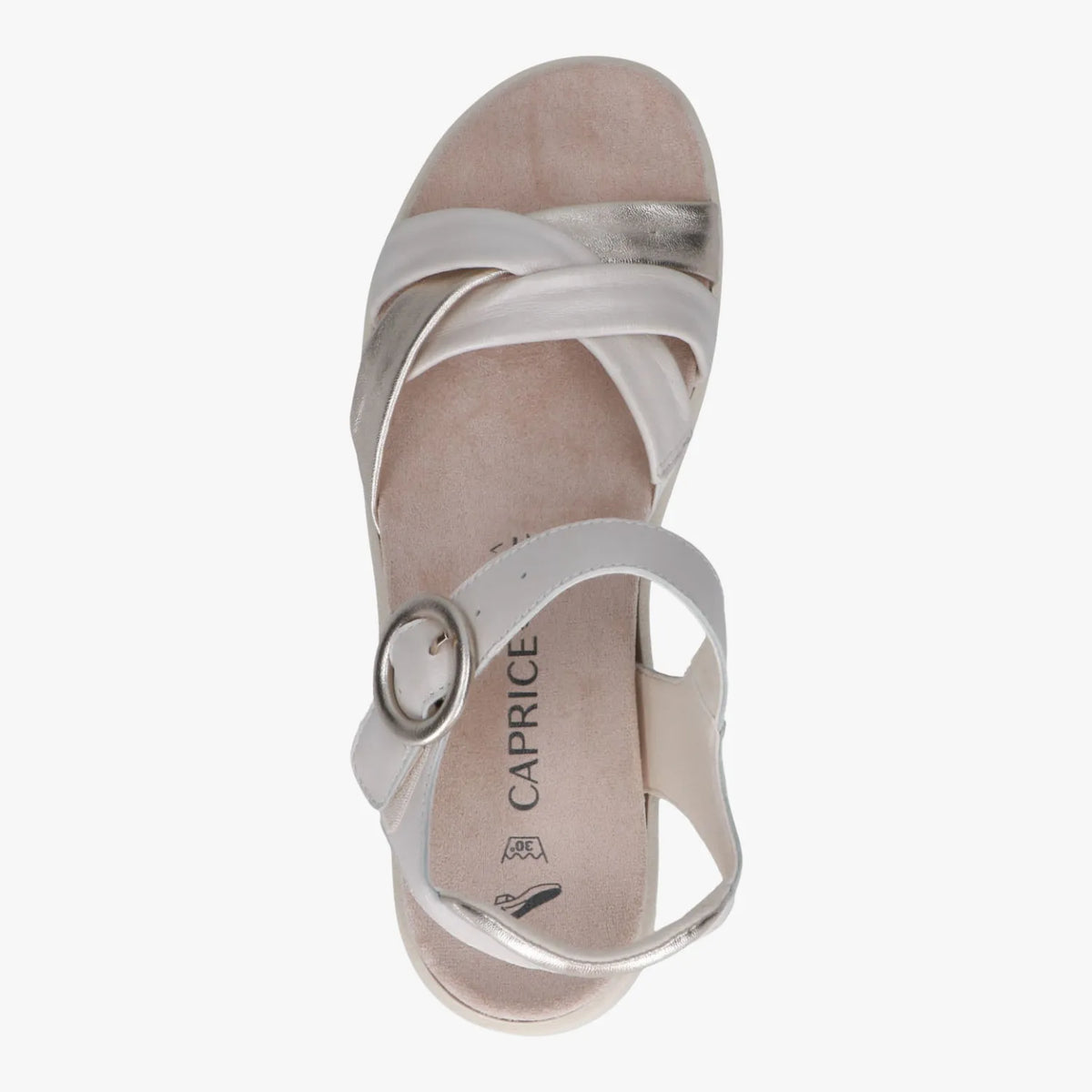 Caprice Off-White Wedge Sandals with Removable Footbed – 9-28304-46 156