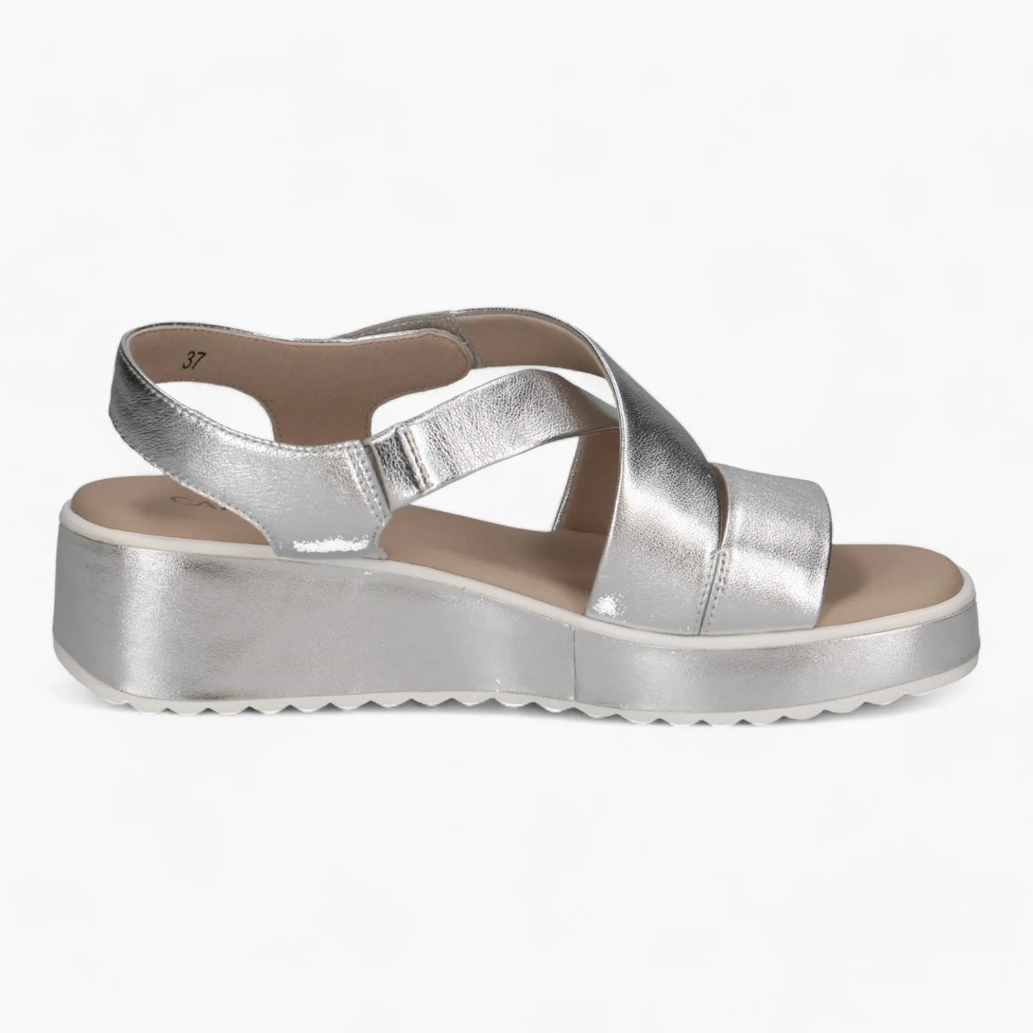 Caprice Silver Wedge Sandal – Dressy & Comfortable - Leavys Shoes