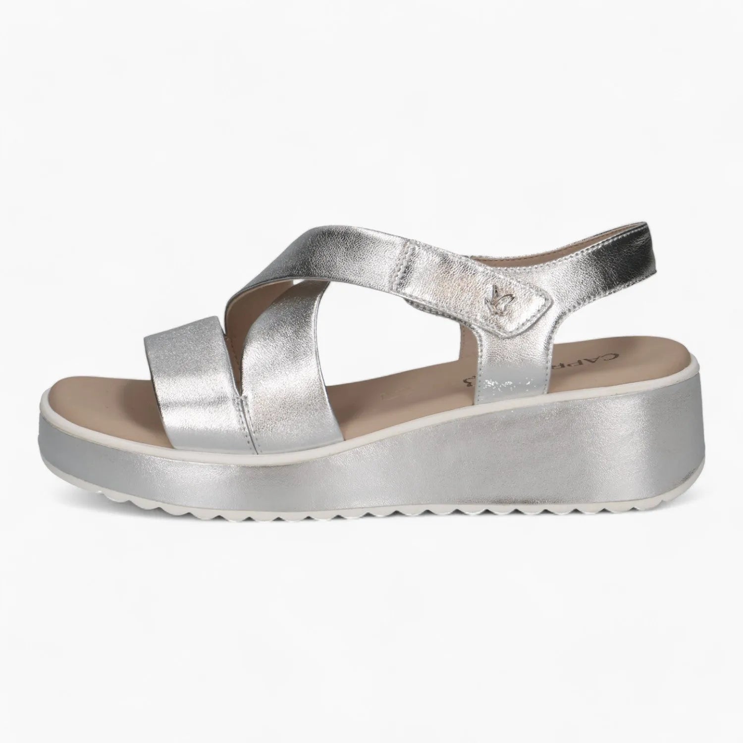 Caprice Silver Wedge Sandal – Dressy & Comfortable - Leavys Shoes