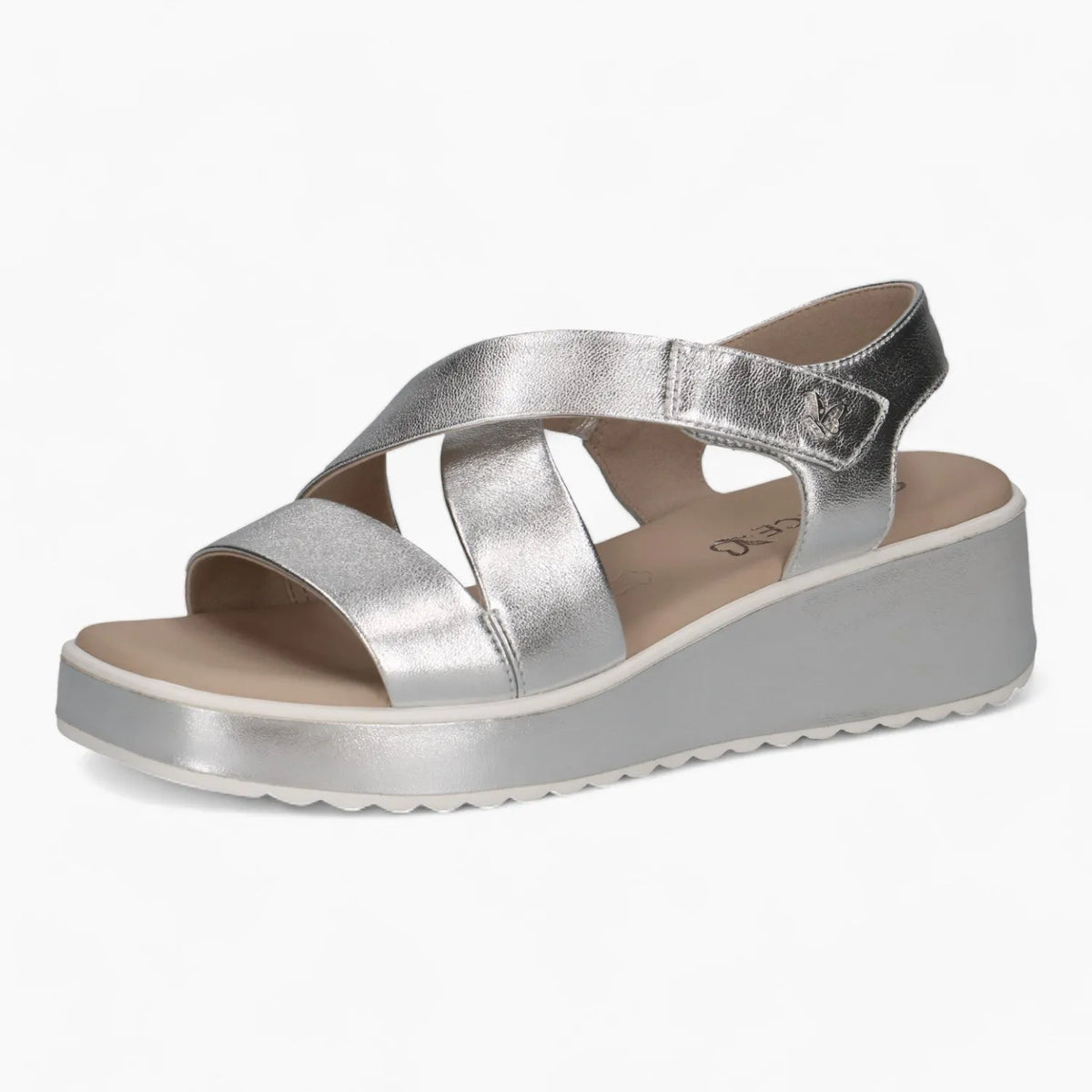 Caprice Silver Wedge Sandal – Dressy & Comfortable - Leavys Shoes