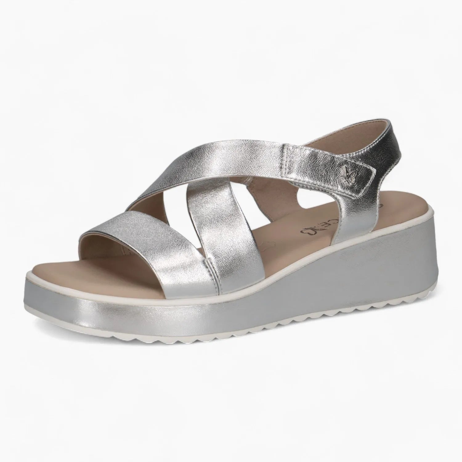 Caprice Silver Wedge Sandal – Dressy & Comfortable - Leavys Shoes