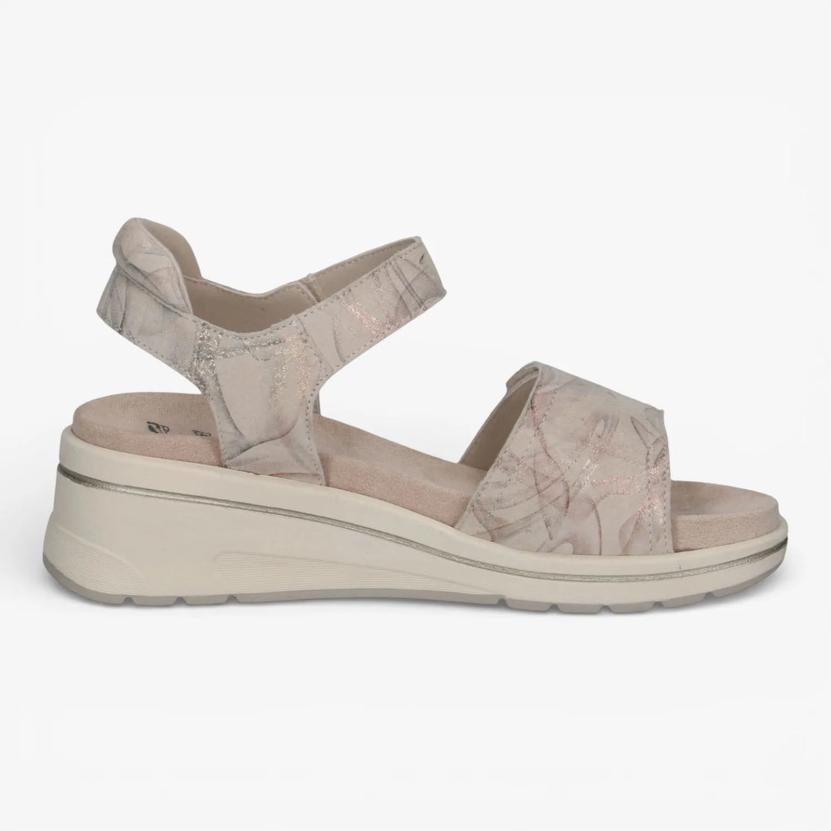 Caprice Beige Multi Wedge Sandals (Wide Fit) – 9-28305-46 154