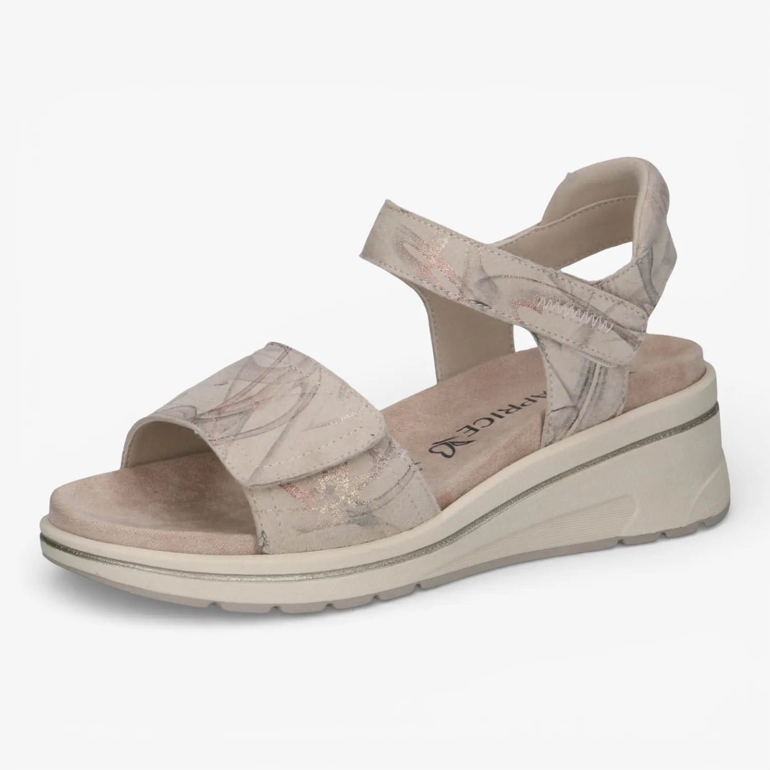Caprice Beige Multi Wedge Sandals (Wide Fit) – 9-28305-46 154