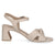 Beige Leather Block Heel Sandal with Bow Detail