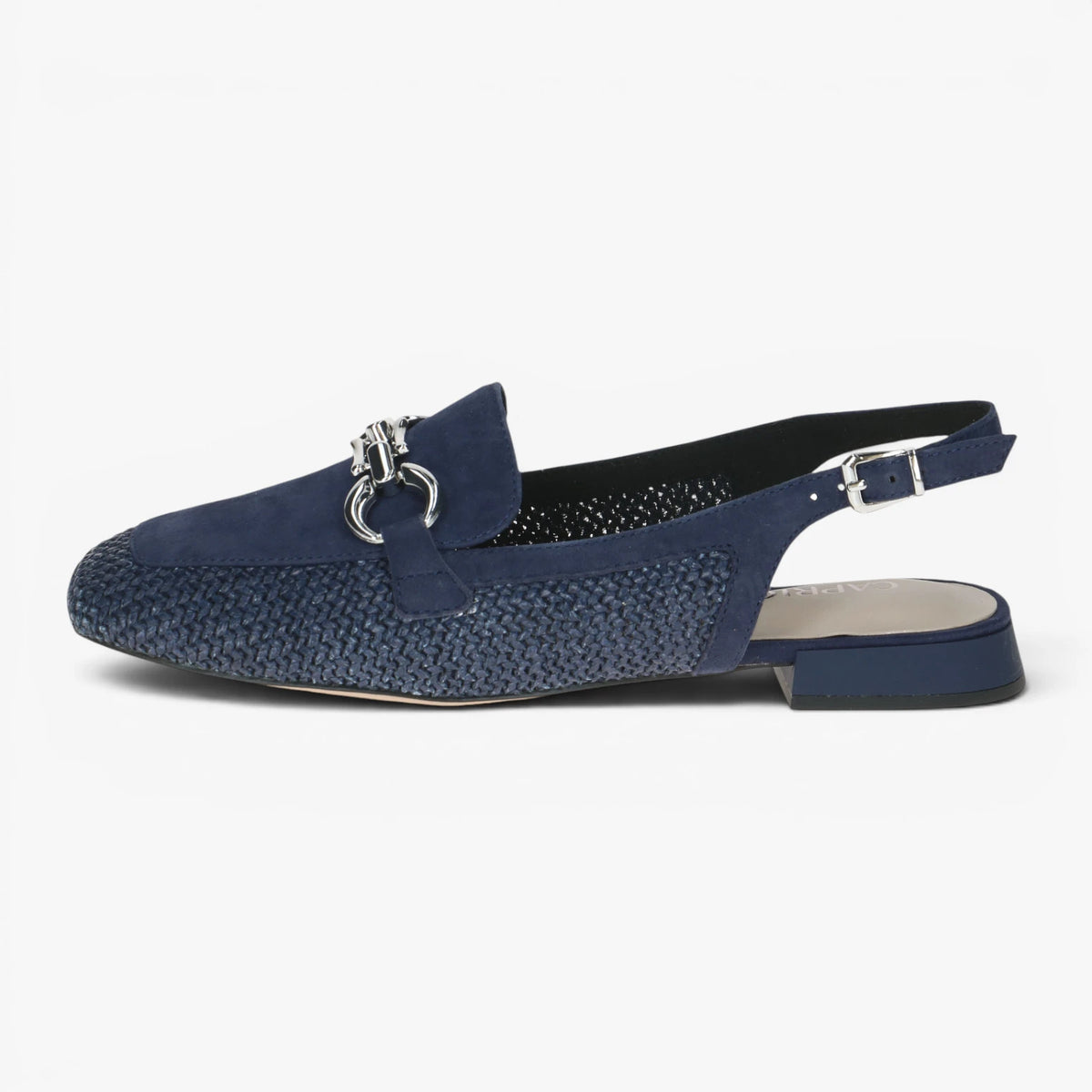 Caprice Navy Slingback Loafer with Woven Textile – 9-29410-46 880