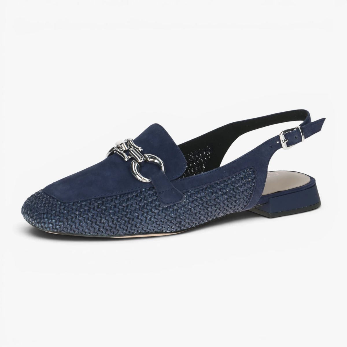 Caprice Navy Slingback Loafer with Woven Textile – 9-29410-46 880
