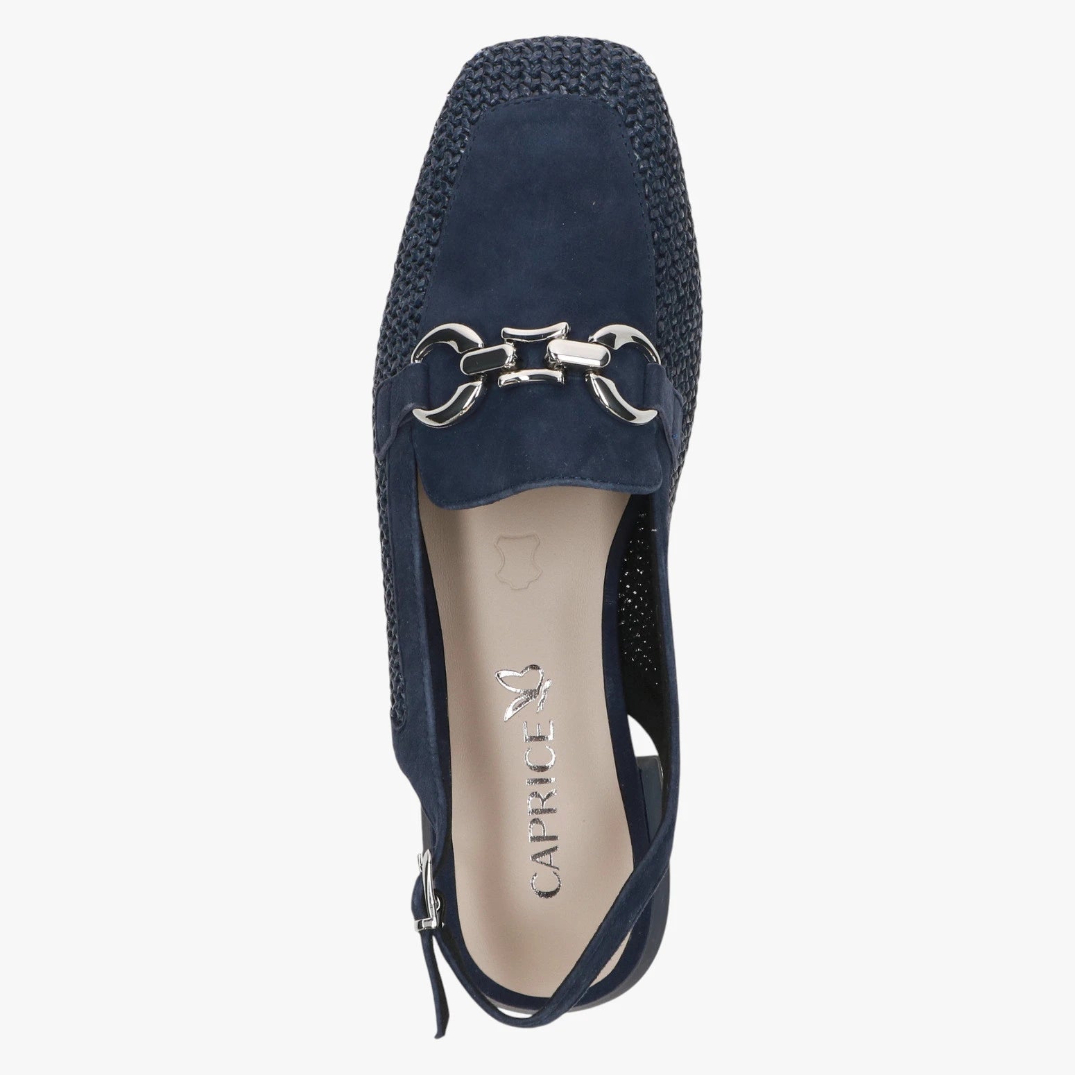 Caprice Navy Slingback Loafer with Woven Textile – 9-29410-46 880