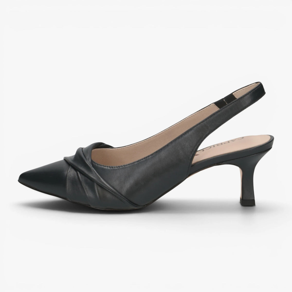 Caprice Navy Slingback Court Shoes with Queenie Heel – 9-29600-46 855