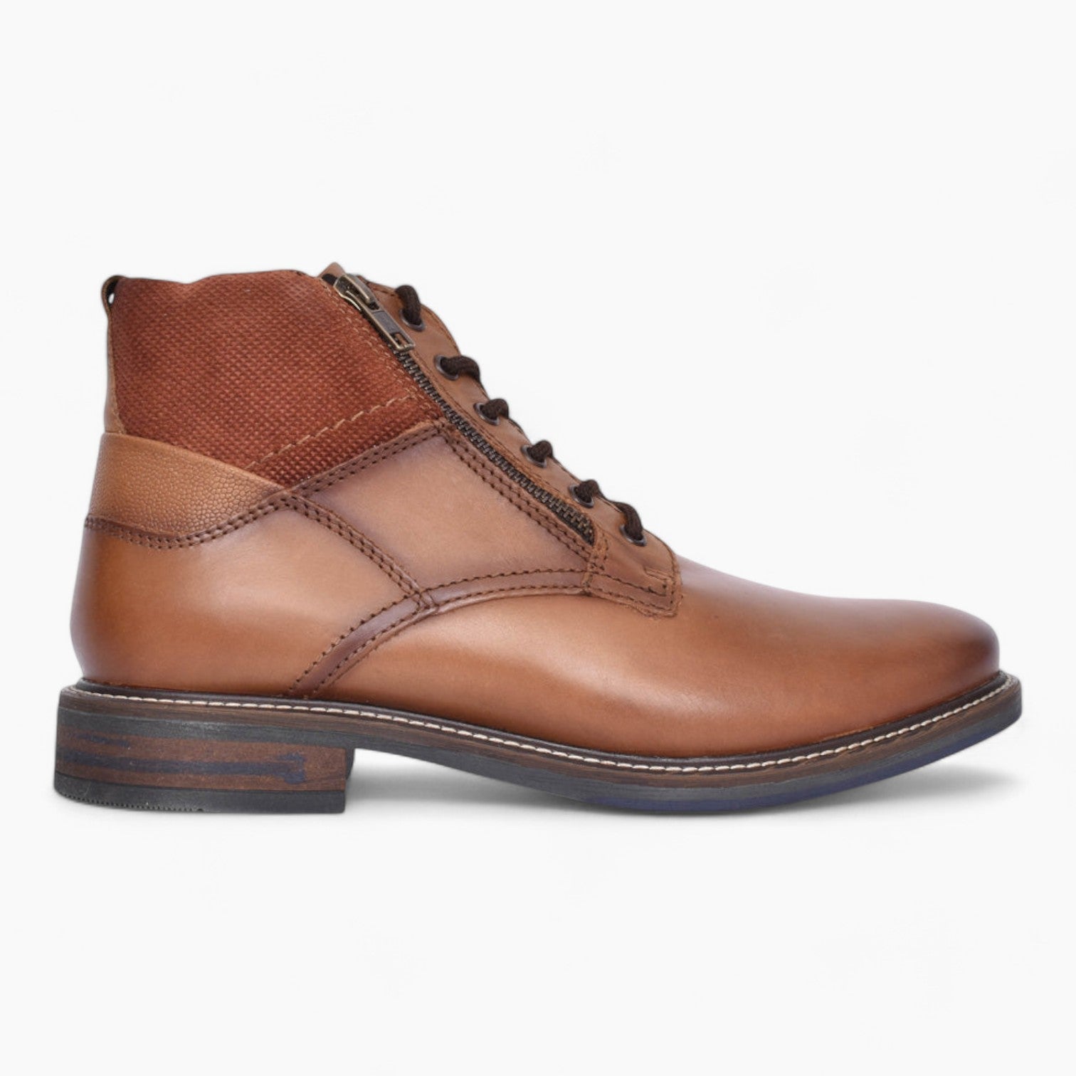 Dubarry Sampson Men's Tan Leather Ankle Boots – Dual Zip & Lace-Up Design - Leavys Shoes