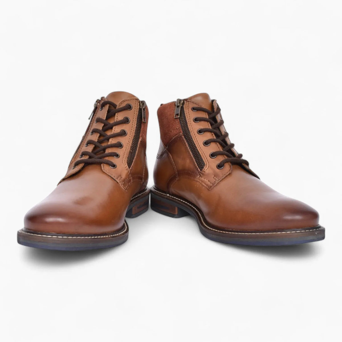 Dubarry Sampson Men's Tan Leather Ankle Boots – Dual Zip & Lace-Up Design - Leavys Shoes