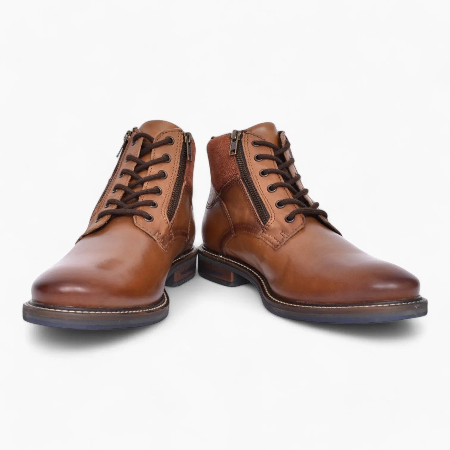 Dubarry Sampson Men's Tan Leather Ankle Boots – Dual Zip & Lace-Up Design - Leavys Shoes