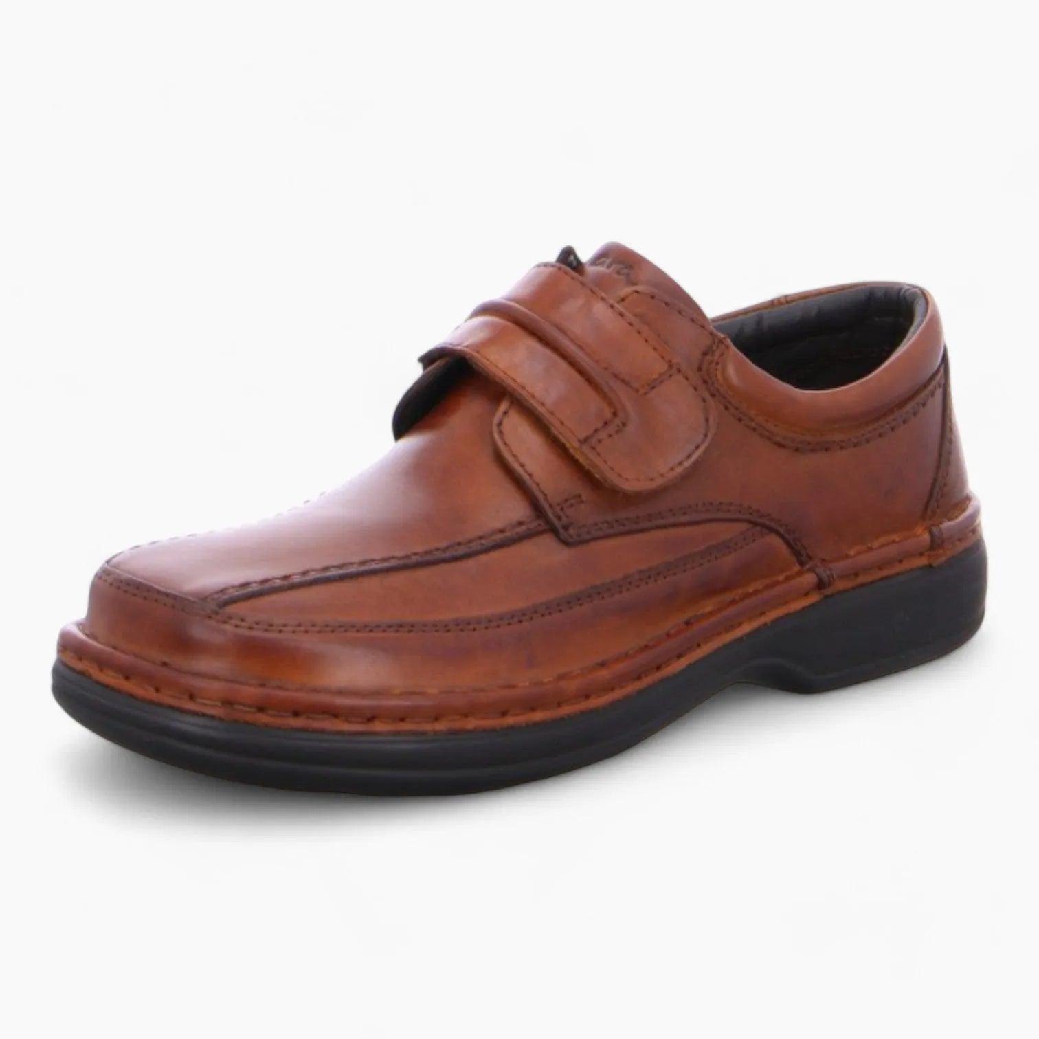 Ara Men's Extra Wide Cognac Leather Shoes – Velcro Fastening & Removable Footbed - Leavys Shoes