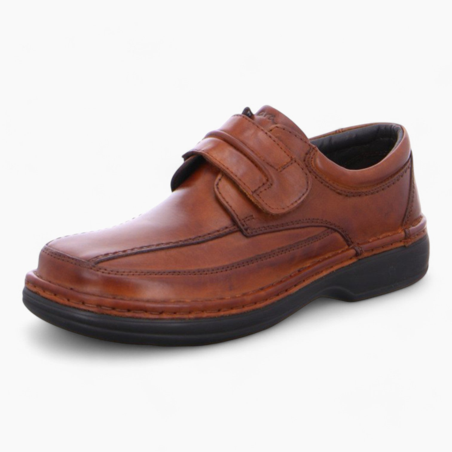 Ara Men's Extra Wide Cognac Leather Shoes – Velcro Fastening & Removable Footbed