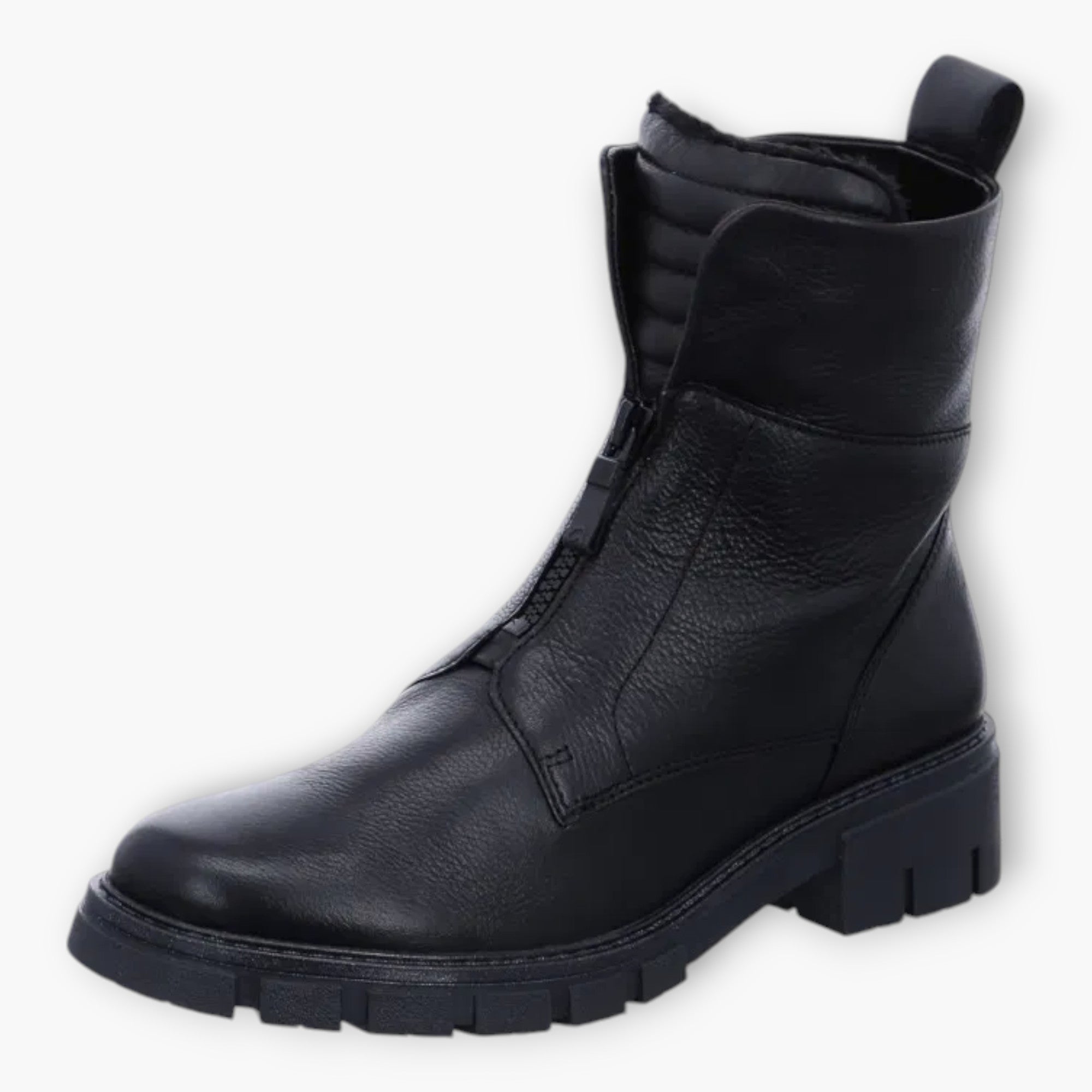 Ara Black Boots with Front Zip & Fur Lining - Wide Fit & Comfortable - Leavys Shoes