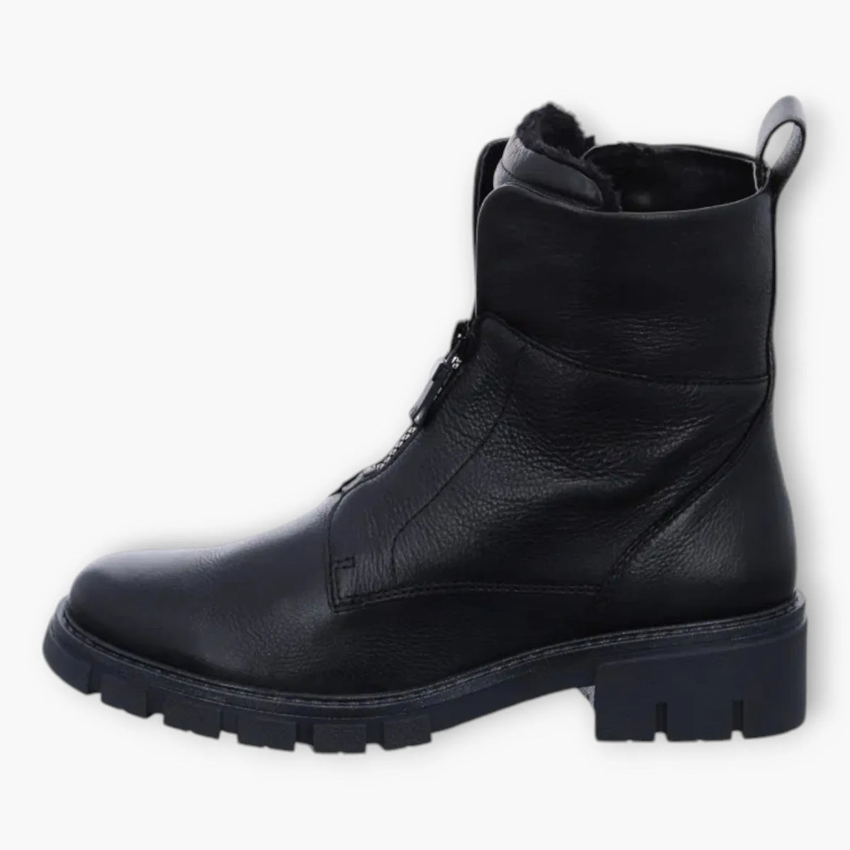 Ara Black Boots with Front Zip &amp; Fur Lining - Wide Fit &amp; Comfortable - Leavys Shoes