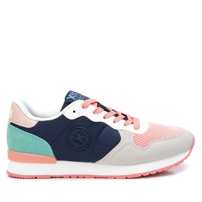 XTI Women's Multi-Colour Runner Shoe 043661: Navy, Off Grey, and Salmon Pink