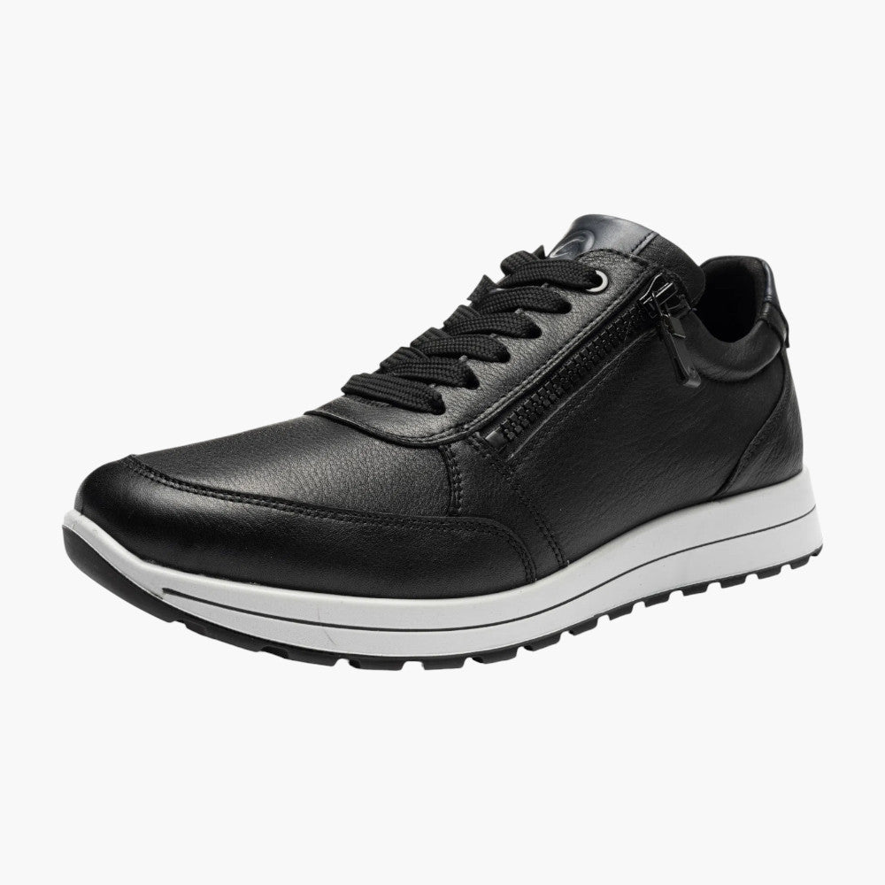 Ara Matteo Black Leather Men's Lace-Up Trainers