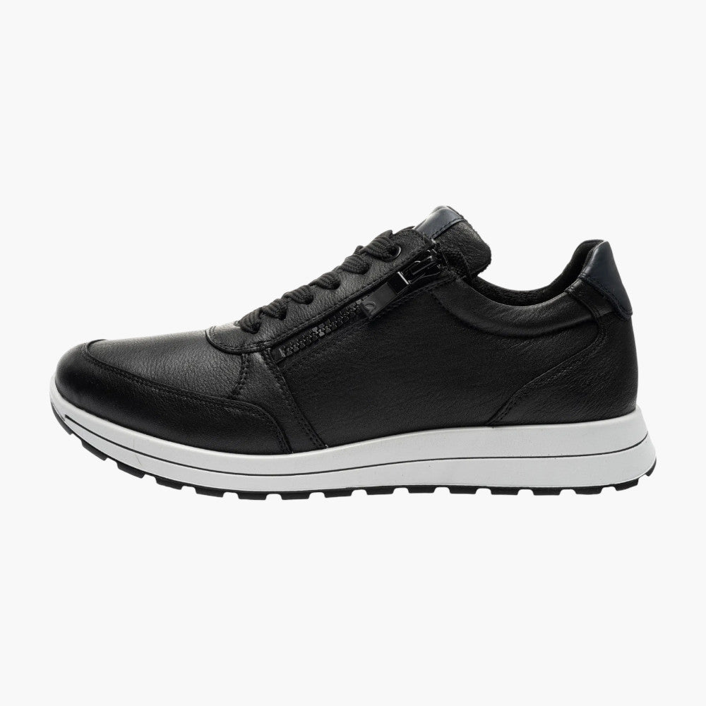 Ara Matteo Black Leather Men's Lace-Up Trainers