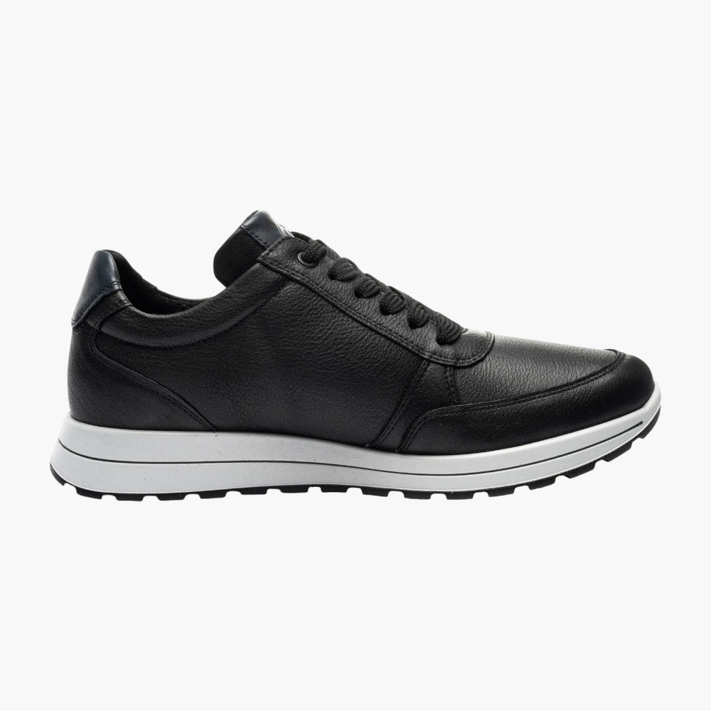 Ara Matteo Black Leather Men's Lace-Up Trainers