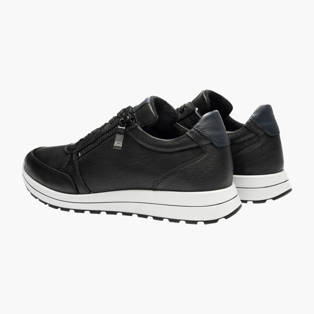 Ara Matteo Black Leather Men's Lace-Up Trainers