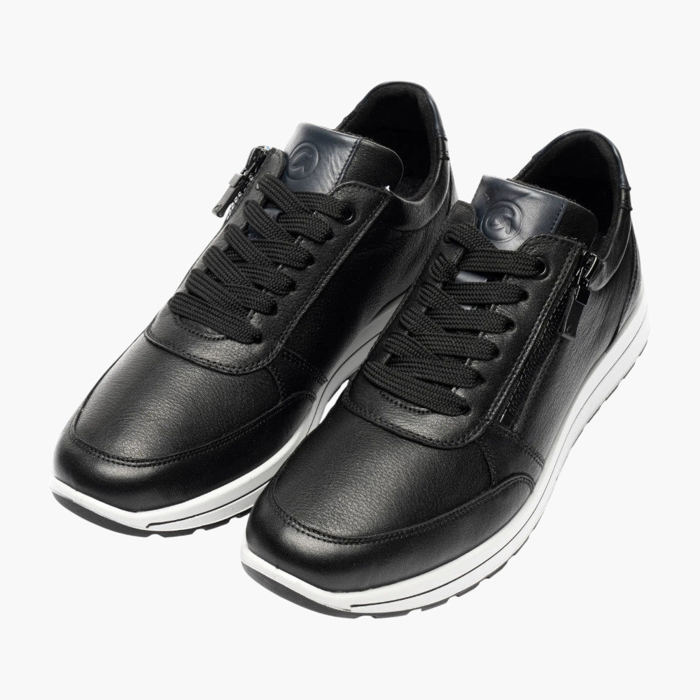Ara Matteo Black Leather Men's Lace-Up Trainers