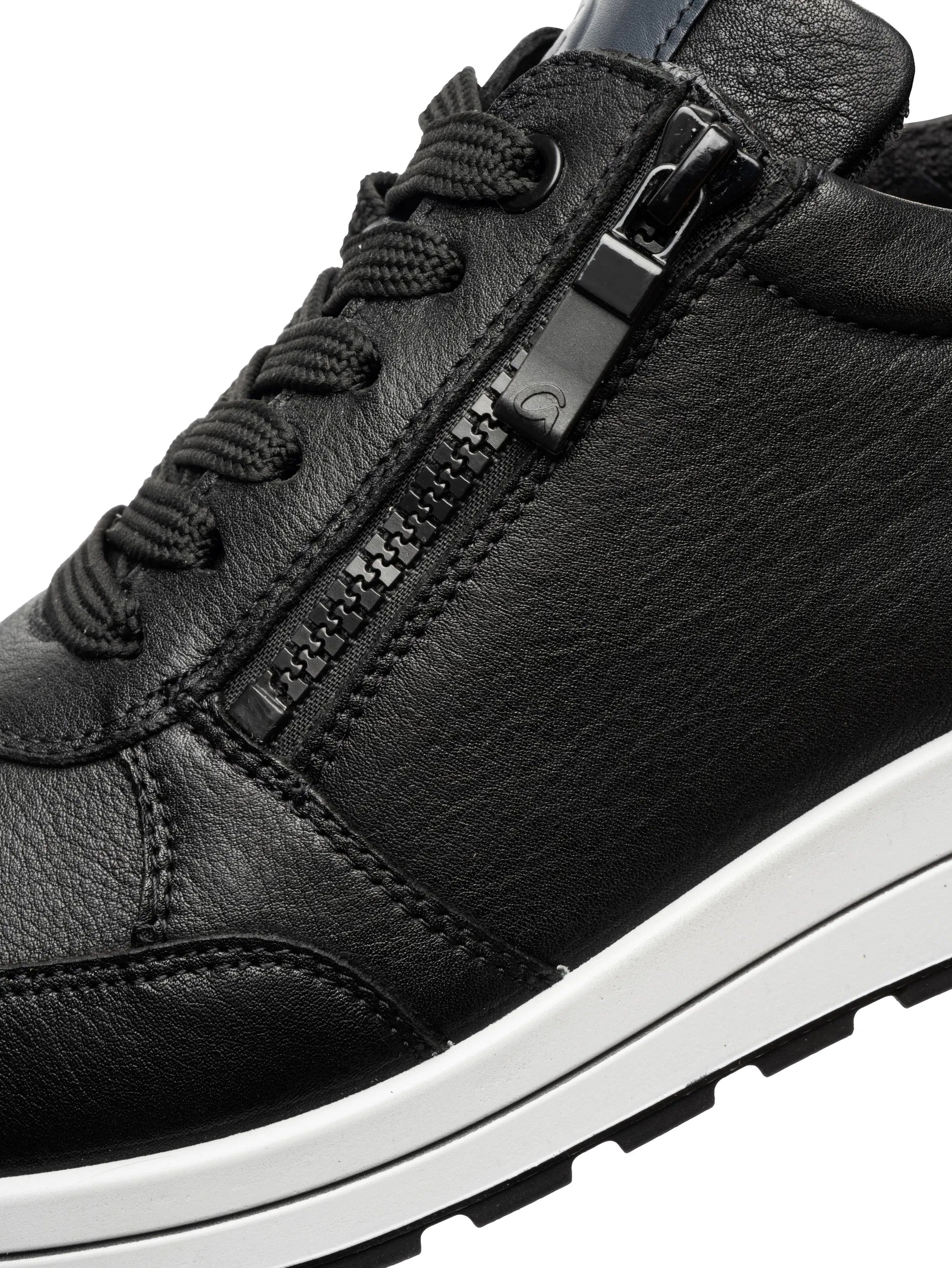 Ara Matteo Black Leather Men's Lace-Up Trainers