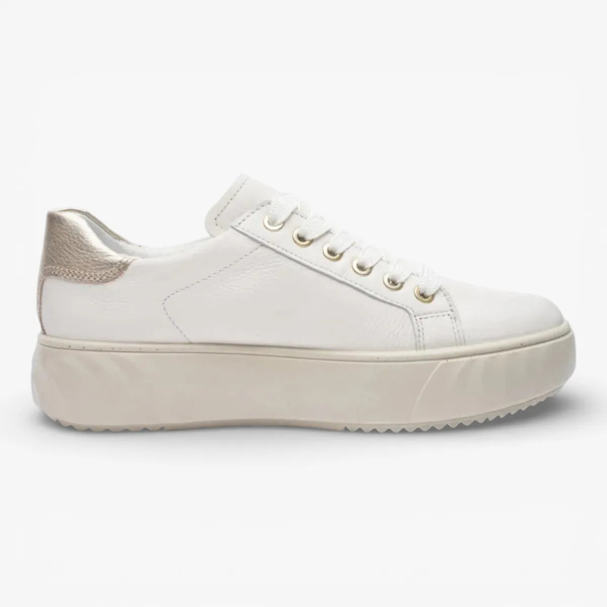 Ara Monaco Cream Leather Platform Trainer