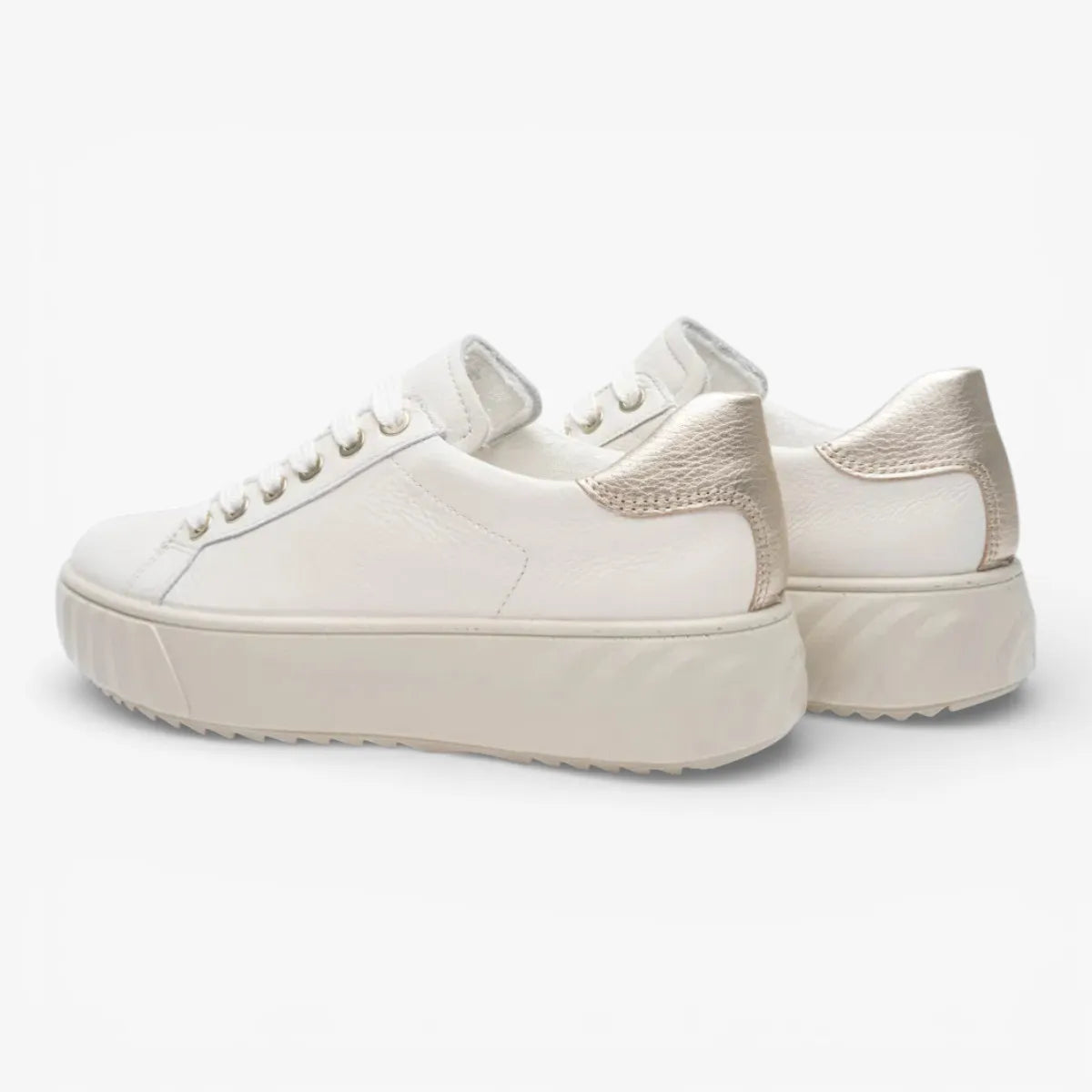 Ara Monaco Cream Leather Platform Trainer