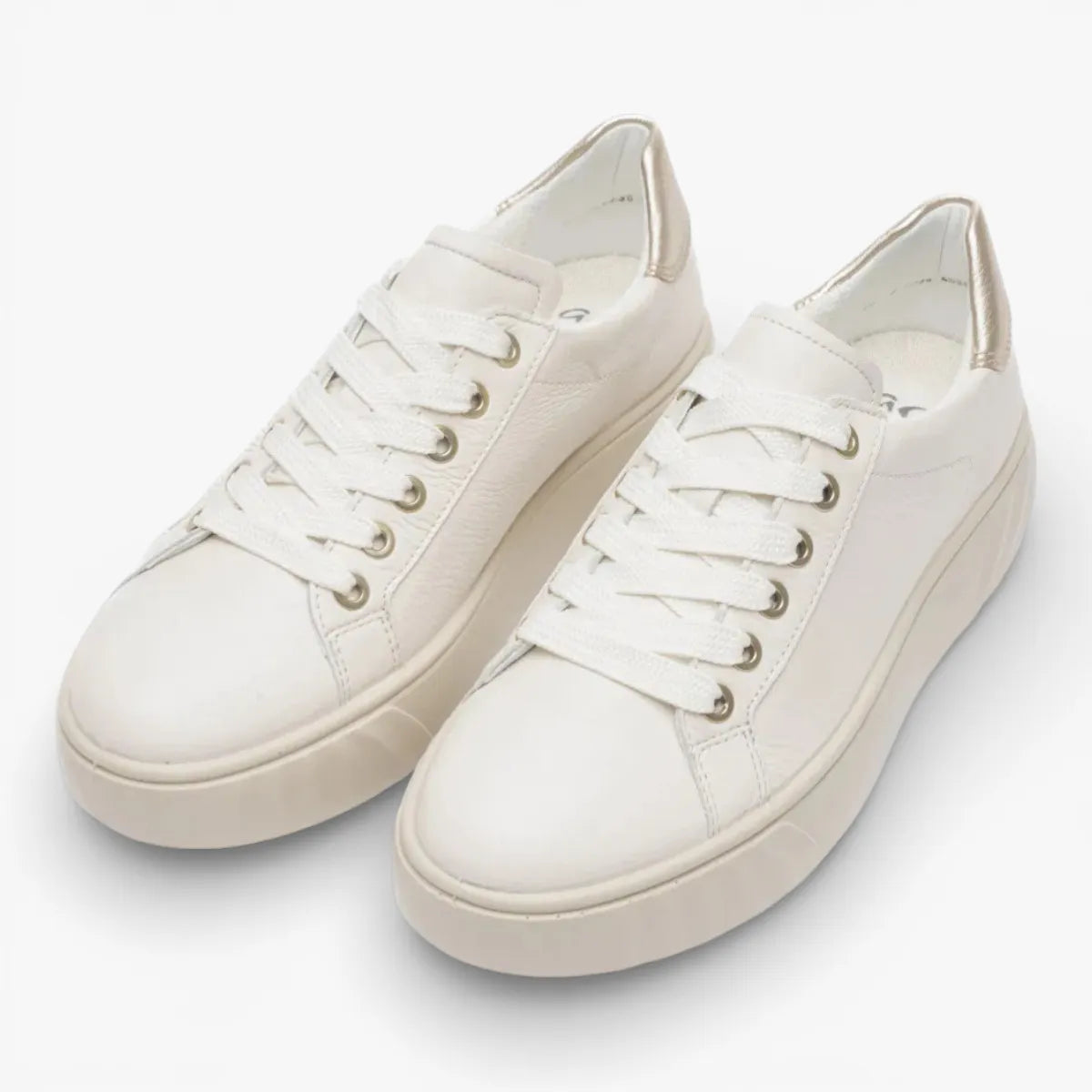 Ara Monaco Cream Leather Platform Trainer